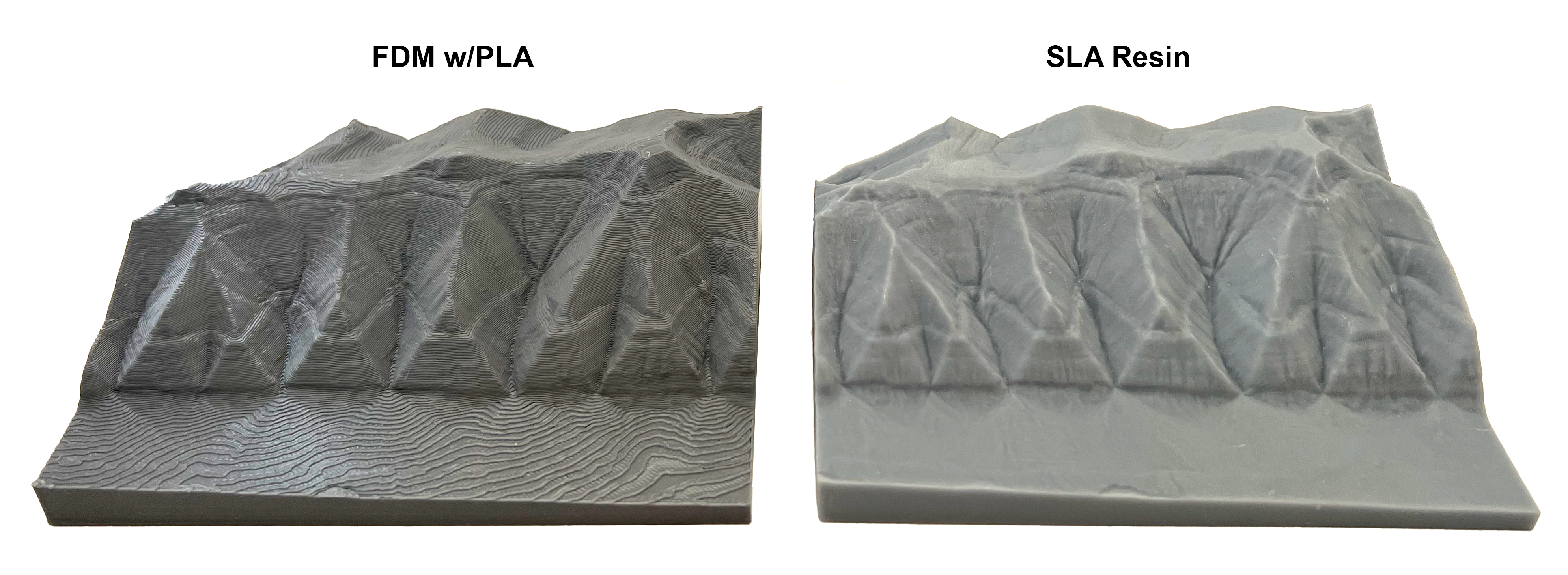 3D print PLA map vs resin map.