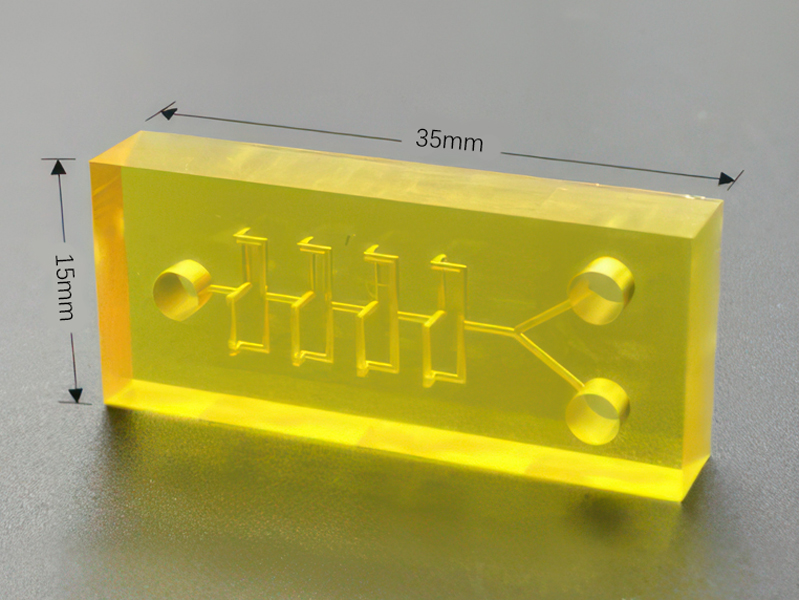 A micro 3D printed microfluid chip with a resolution of 2µm. The smallest channel in the chip is 20µm.