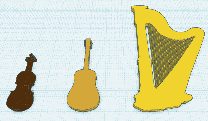 3D models of musical instruments obtained by the extrusion of 2D shapes