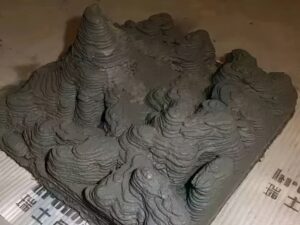 FDM 3D Printed Volcano Model with Concrete