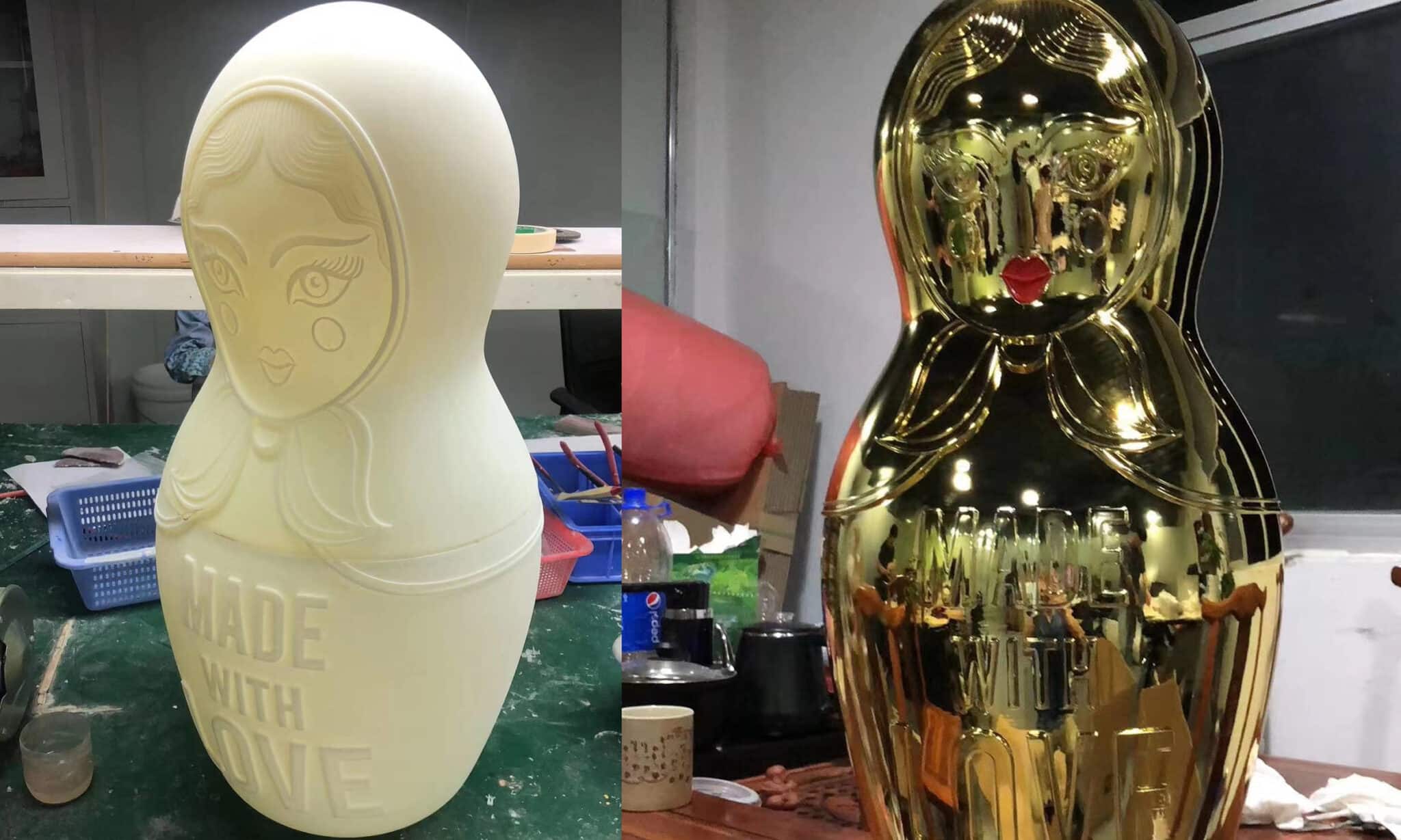SLA 3D Printed Giant Russian Matryoshka Doll with Copper Coating FacFox