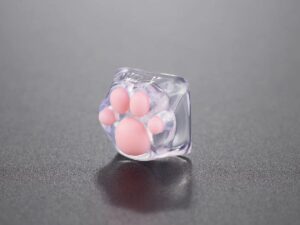 DLP 3D Printed Transparent Cat Paw Keycap with Elastic Silicone Footpads