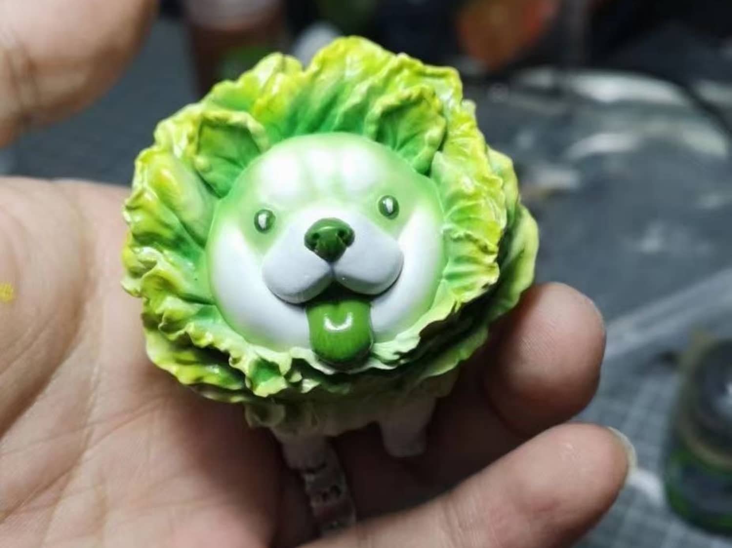 SLA 3D Printed and Finepainted Cabbage Dog Miniature Toys FacFox