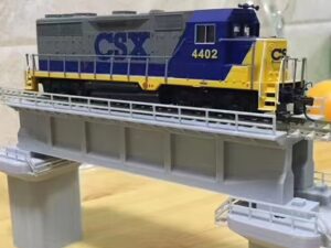 SLA 3D Printed Train and Train Bridge Resin Models for a Railfan