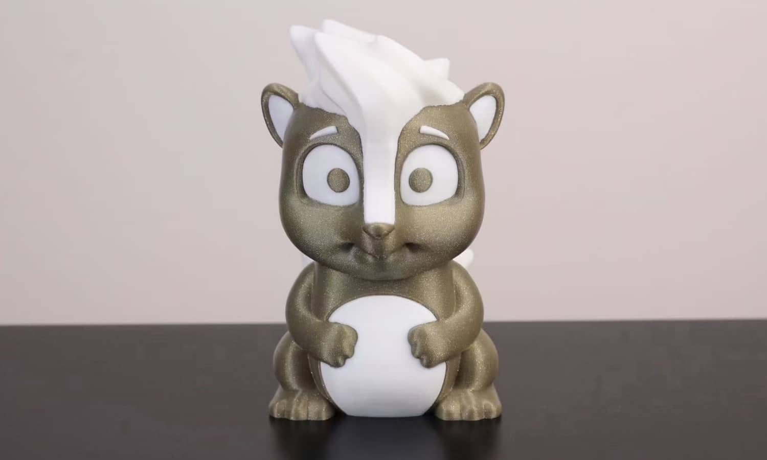 FDM 3D Printed Squirrel Statue with a Desktop Dual Extruder Printer