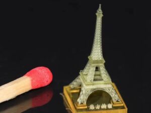 Micro 3D Printed Resin Models of Eiffel Tower and Bird’s Nest Olympic Stadium