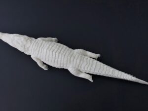 SLS 3D Printed White Nylon Crocodile Statue using PA 12