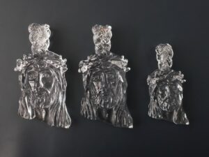 SLA 3D Printed Transparent Jesus Head Pendant with Clear Resin