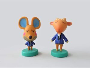 PolyJet 3D Printed Full-color Animal Crossing Villager Miniatures Limberg and Billy
