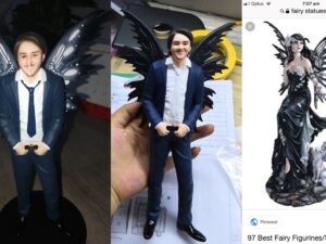SLA 3D Printed Resin Statue of a Man with Fairy Wings