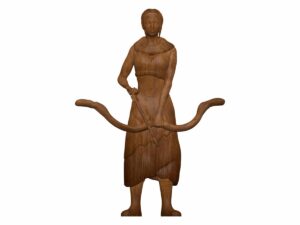 SLA 3D Printed and Wood Grain Coated Female Archer Resin Statue