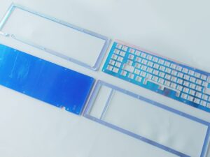 Laser Cut 5mm Thick Keyboard Frame with Iridescent Acrylic Sheets