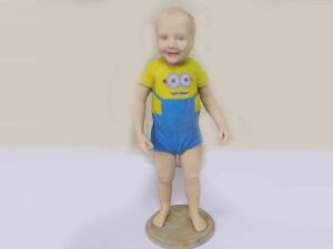 ColorJet 3D Printed Baby Wearing Minions Jumpsuits Sandstone Statue