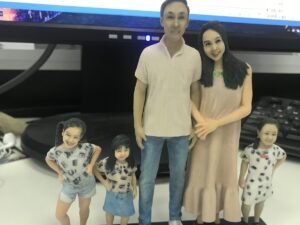 ColorJet 3D Printed Couple and Three Children Sandstone Statues