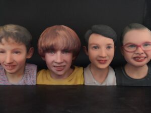 ColorJet 3D Printed Full-color Sandstone Head Sculptures for Children Friends