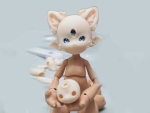 SLA 3D Printed Cartoon Cat with a Divine Eye Resin BJD Doll