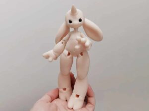 SLA 3D Printed Cartoon Rabbit with a Single Horn Resin BJD Doll
