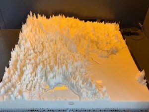 SLA 3D Printed Topographic Map Resin Solid Model