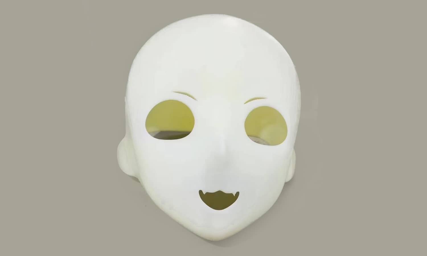 SLA 3D Printed White Resin Masks as Halloween's Costume FacFox