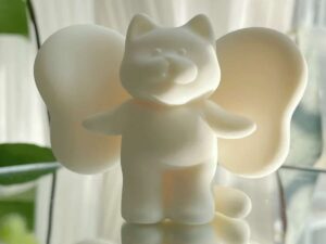 SLA 3D Printed Cat Angels with Butterfly Wings Designer Toy Prototype