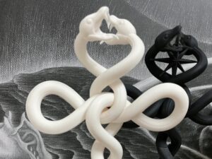 SLA 3D Printed Double Wrapped Snake Tower Resin Decoration Artwork