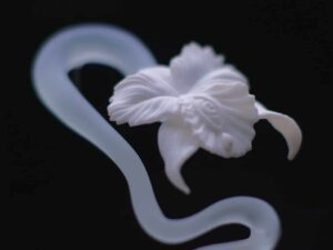 SLA 3D Printed Orchid Snake Resin Earring Designer Artwork