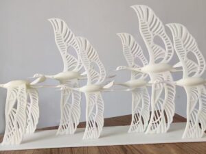 SLA 3D Printed White Resin Art Decorations of Animals and Plants
