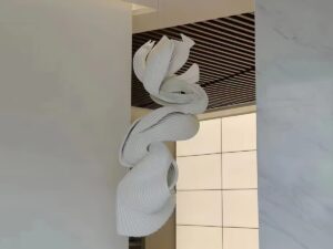 SLA 3D Printed and Glued Large Hanging Futuristic Resin Sculpture