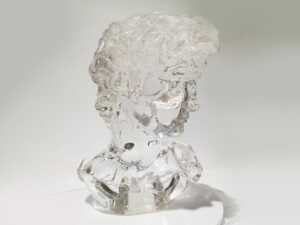 Transparent David Bust Sculpture Made with SLA Clear Resin or CNC Milled PMMA Block