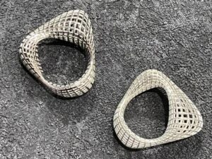 Lost-wax Cast Silver Ring & DMLS 3D Printed Titanium Ring