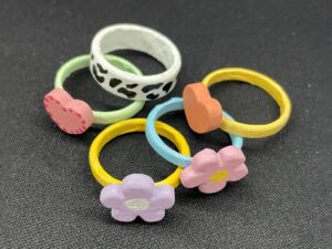 SLA 3D Printed and Acrylic Painted Flower Rings