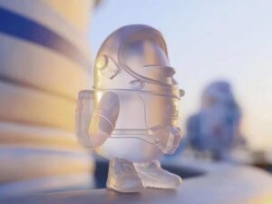 SLA 3D Printed Transparent Tencent Penguin Astronaut Clear Resin Miniatures