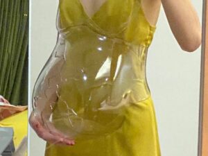 SLA 3D Printed Clear Resin Broken Pregnant Belly Prop as Art Project
