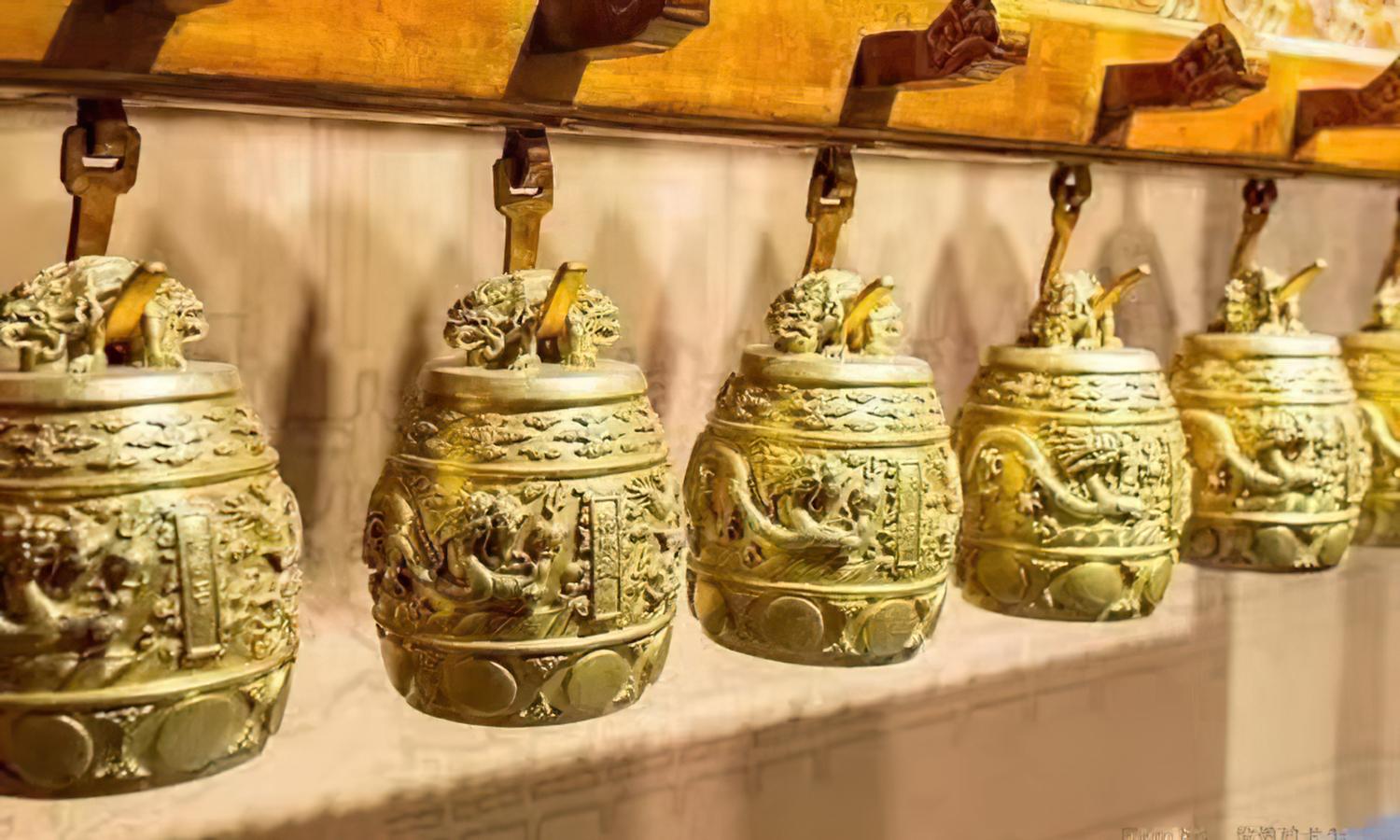 SLA 3D Printed Traditional Chinese Chime Bell Instrument Golden Resin