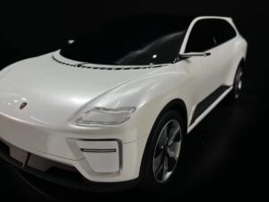 SLA 3D Printed White Porsche Car Scaled-down Model