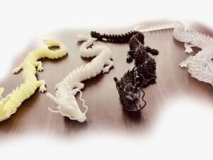 SLA 3D Printed Flexi Dragon Toys with Different Resin Materials