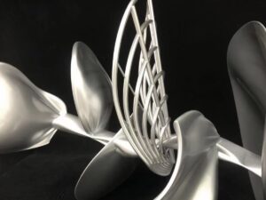 SLA 3D Printed Large Resin Silver Plant Art Sculpture