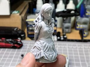 DLP 3D Printed Resin Maid Sculpture with Delicate Lace Patterns