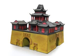 ColorJet 3D Printed Ancient Chinese Watchtower Multi-color Sandstone Model