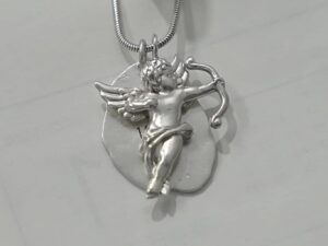 Silver Cupid Necklace Pendants Cast from DLP 3D Printed Resin Patterns