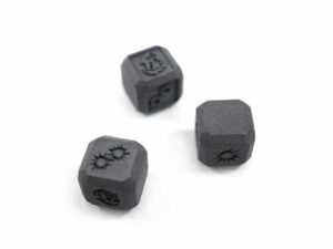 SLS 3D Printed Black Nylon Dices as Board Game Props