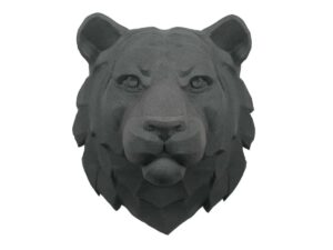 SLS 3D Printed Grey Nylon PA12 Lion Head Sculpture
