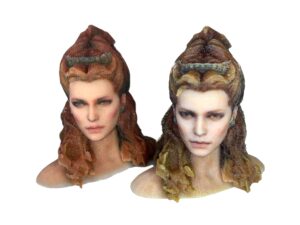 PolyJet vs Binder Jetting 3D Printed Full-color Head Sculpture of Noblewoman