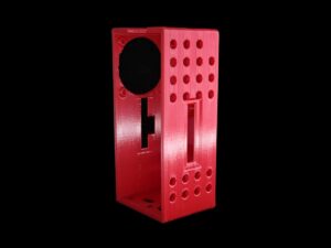 FDM 3D Printed Red PLA Box with Holes and Slots