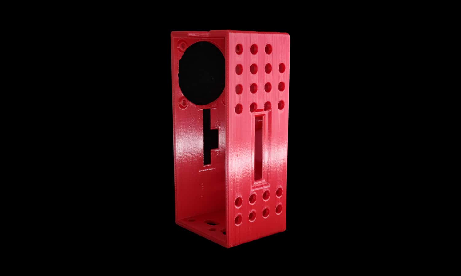 FDM 3D Printed Red PLA Box with Holes and Slots - FacFox