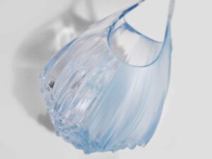 SLA 3D Printed Clear Resin Artist Handbag Frosted Baby Blue