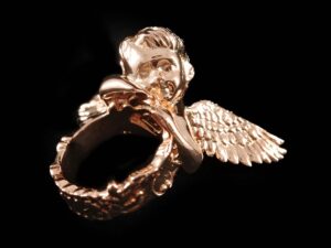 Rose Gold Plated Silver 925 Cupid Ring Cast from 3D Printed Wax Pattern