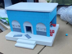 SLA 3D Printed Brick Houses with Arched Doorway Resin Scale Model