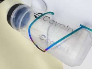 DMLS 3D Printed Anodized Rainbow Titanium Bike Bottle Cage