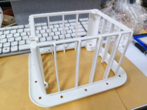 SLS 3D Printed White Nylon Ground-Mounted Cage Prototype